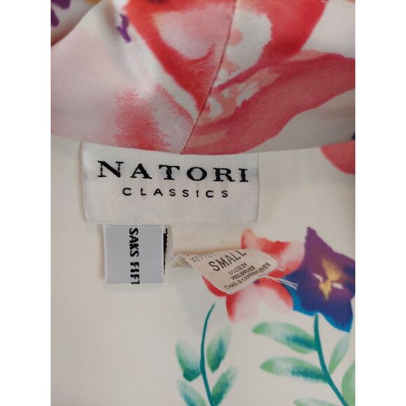 Natori Womens Asian Multi Color Floral Romantic Kimono Inspired Long Robe S - Picture 10 of 11